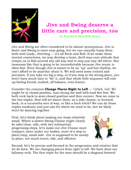 Jive and Swing Deserve a Little Care and Precision, Too by Harold & Meredith Sears