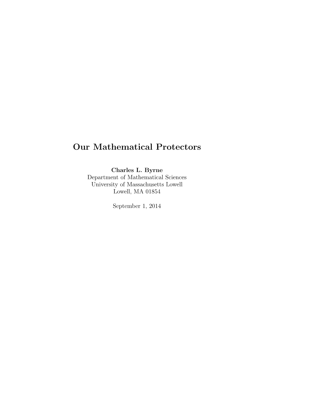 Our Mathematical Protectors