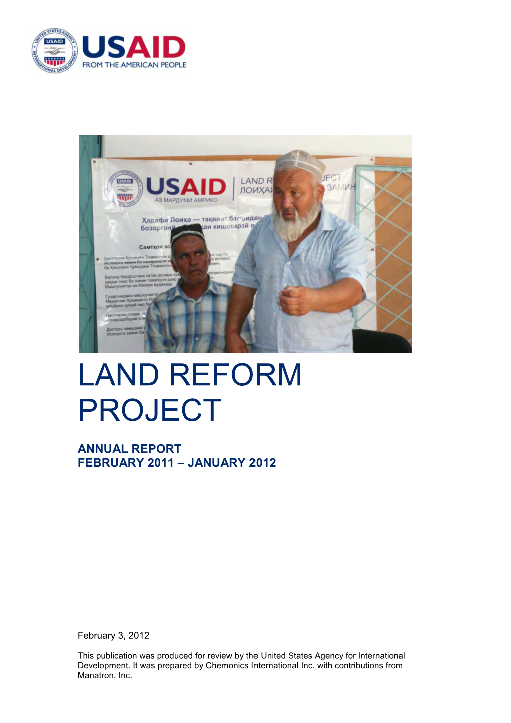 Land Reform Project: Annual Report, 2011