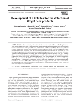 Development of a Field Test for the Detection of Illegal Bear Products