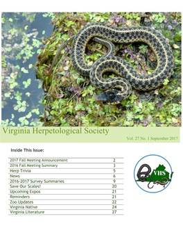 Virginia Herpetological Society Vol