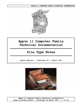 Apple ][ Computer Family Technical Documentation ————————————————————————————————— File Type Notes —————————————————————————————————