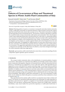 Patterns of Co-Occurrence of Rare and Threatened Species in Winter Arable Plant Communities of Italy