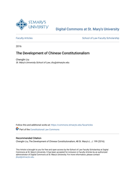 The Development of Chinese Constitutionalism