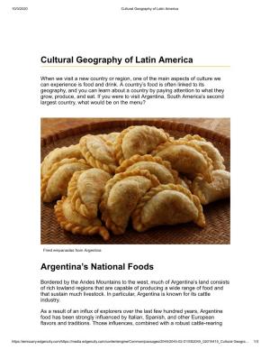 Cultural Geography of Latin America Argentina's National Foods