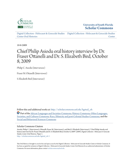 Chief Philip Asiodu Oral History Interview by Dr. Fraser Ottanelli and Dr