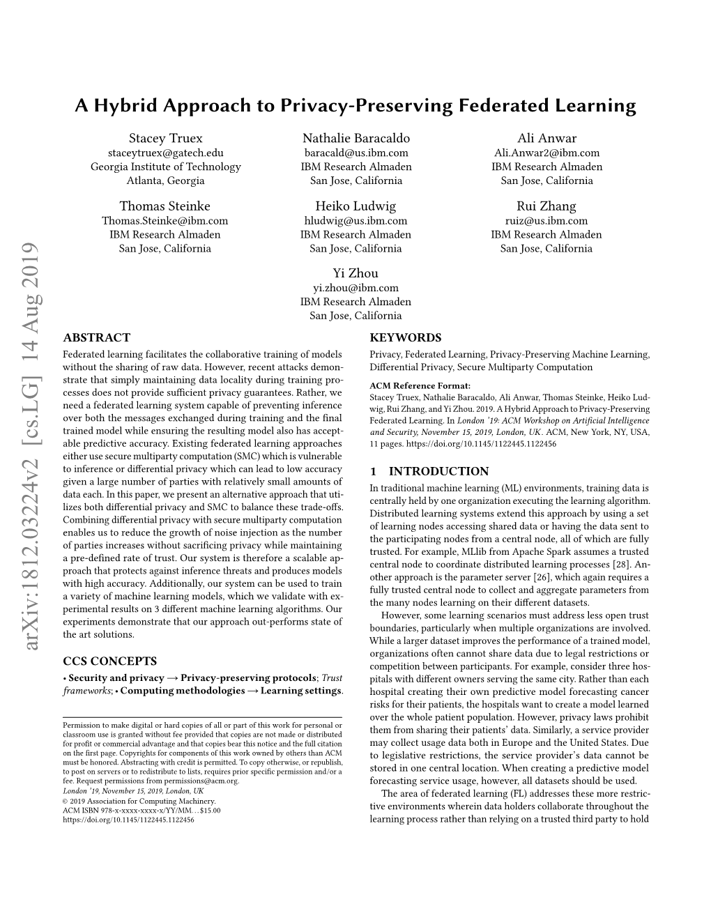 A Hybrid Approach to Privacy-Preserving Federated Learning