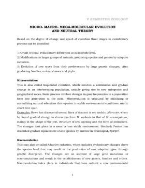 V Semester Zoology Micro- Macro- Mega-Molecular