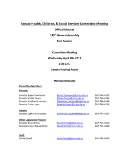 Senate Health, Children, & Social Services Committee Meeting