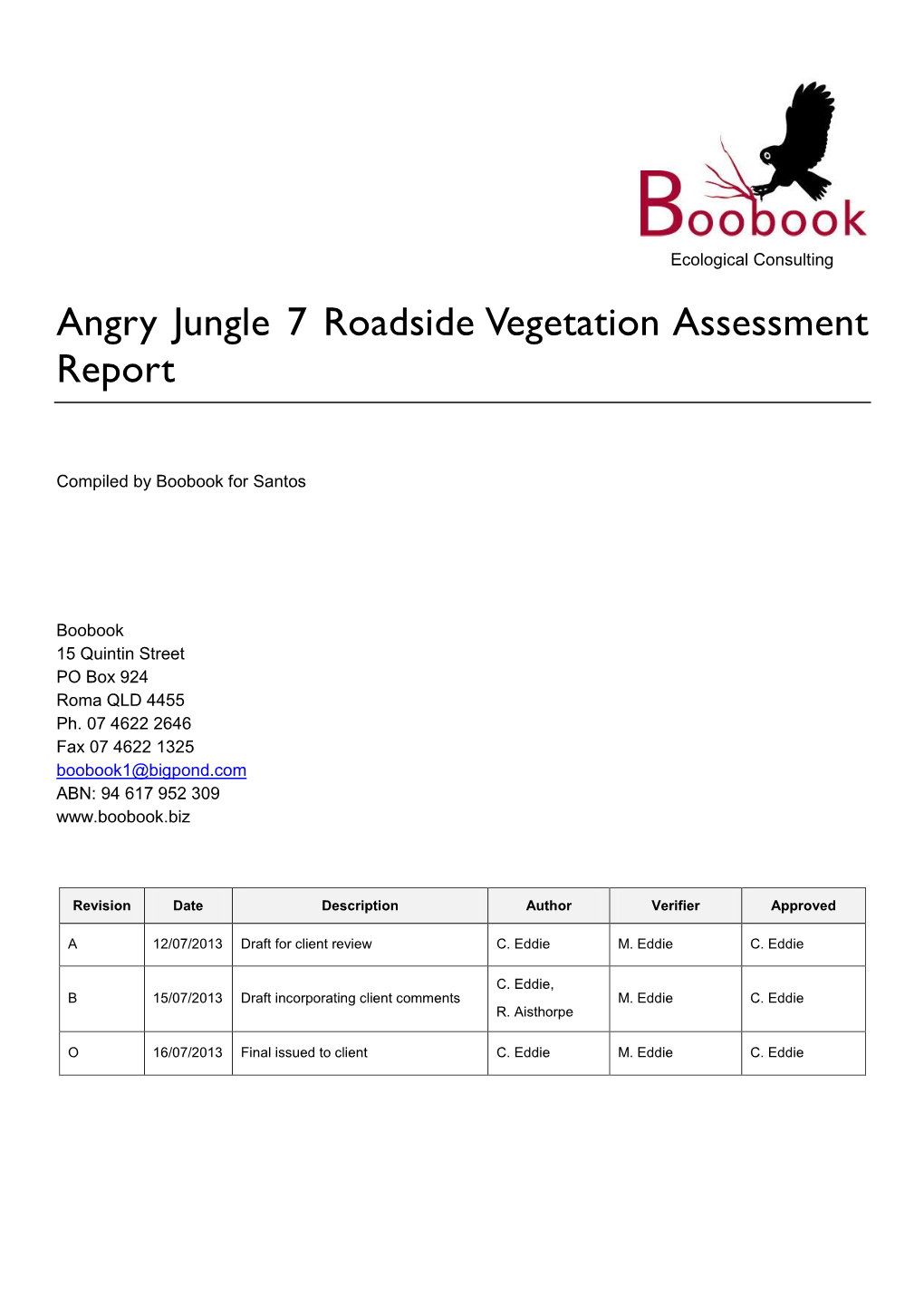 Angry Jungle 7 Roadside Vegetation Assessment Report