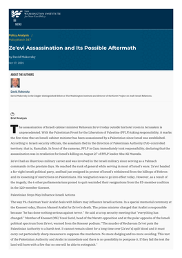 Ze'evi Assassination and Its Possible Aftermath | the Washington Institute
