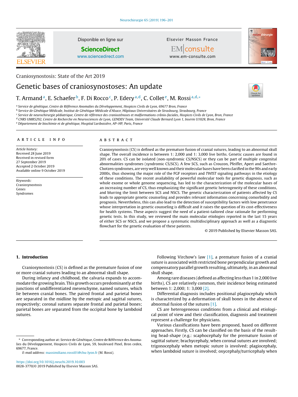 Genetic Bases of Craniosynostoses: an Update