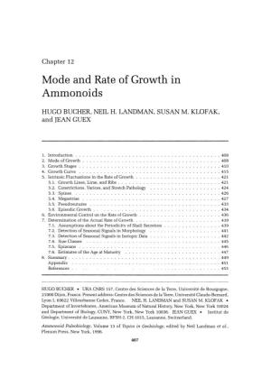 Mode and Rate of Growth in Ammonoids