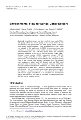 Environmental Flow for Sungai Johor Estuary