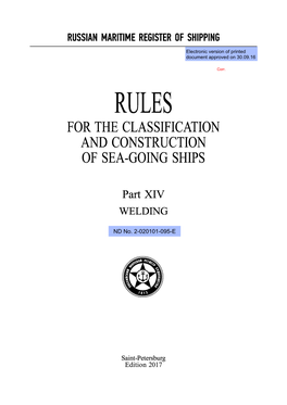 For the Classification and Construction of Sea-Going