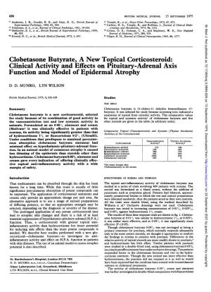 Clobetasone Butyrate, a New Topical Corticosteroid: Clinical Activity and Effects on Pituitary-Adrenal Axis Function and Model of Epidermal Atrophy