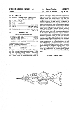 United States Patent (19) 11) Patent Number: 4,691,879 Greene 45) Date of Patent: Sep