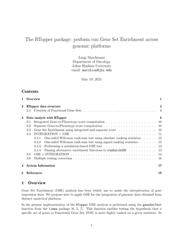 The Rtopper Package: Perform Run Gene Set Enrichment Across Genomic Platforms