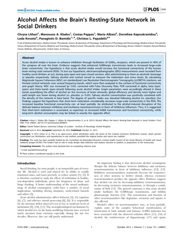 Alcohol Affects the Brain's Resting-State Network in Social