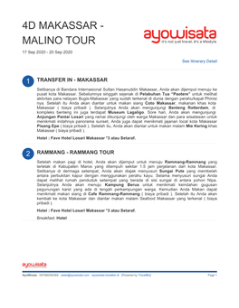 4D Makassar - Malino Tour