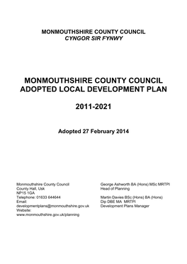 Monmouthshire County Council Adopted Local Development Plan