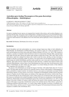 Australian Spore-Feeding Thysanoptera of the Genus Bactrothrips (Phlaeothripidae – Idolothripinae)