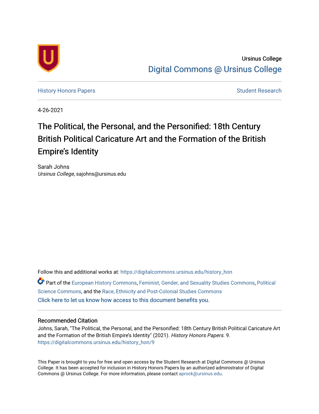 18Th Century British Political Caricature Art and the Formation of the British Empire’S Identity