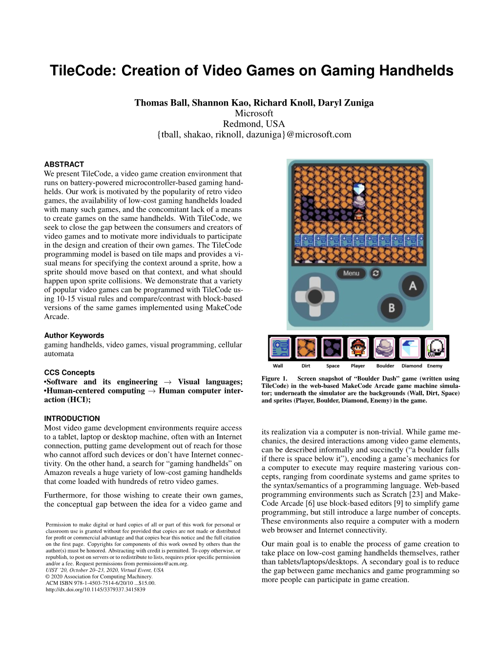 Tilecode: Creation of Video Games on Gaming Handhelds