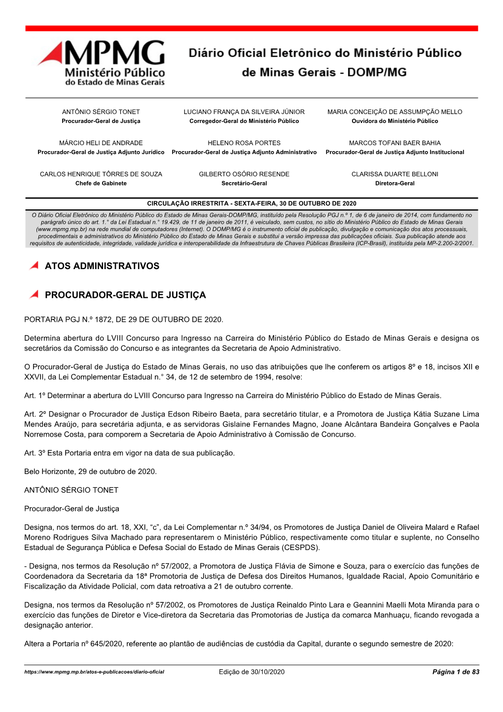 Atos Administrativos Procurador-Geral De Justiça