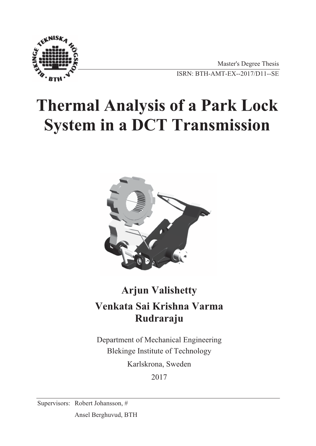 Thermal Analysis of a Park Lock System in a DCT Transmission