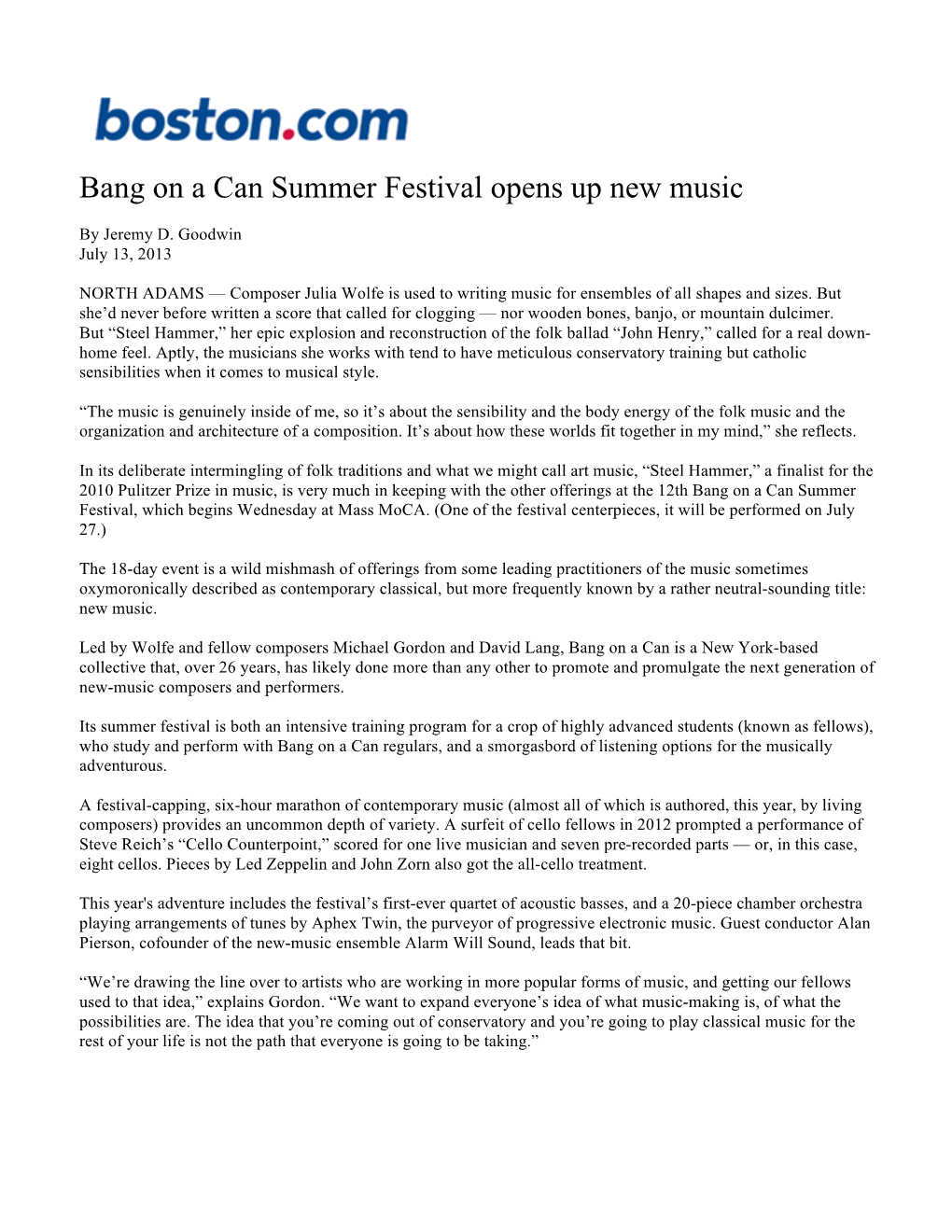 Bang on a Can Summer Festival Opens up New Music