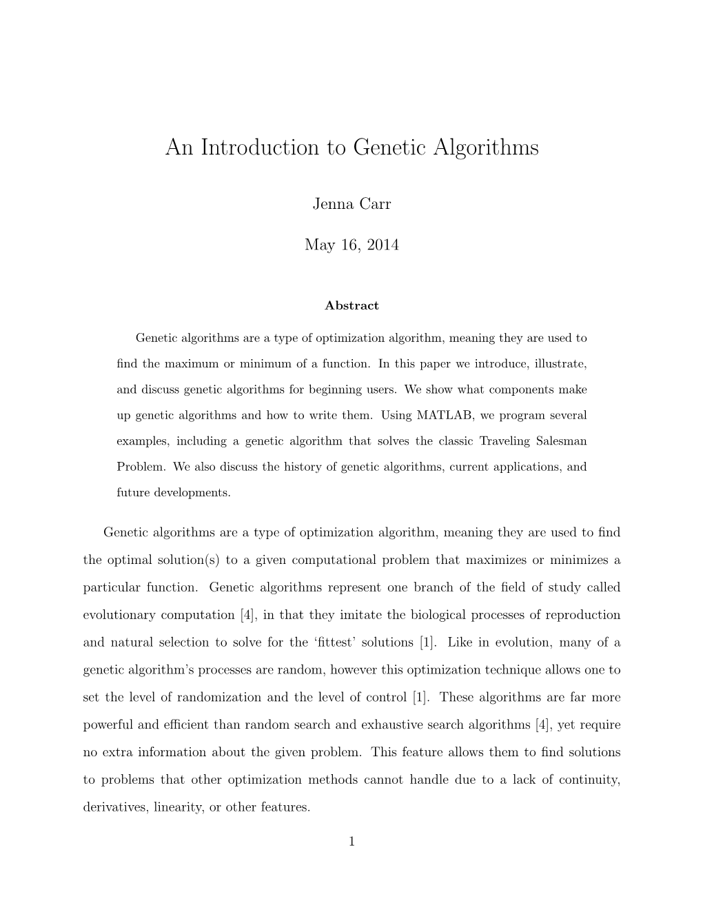 An Introduction to Genetic Algorithms