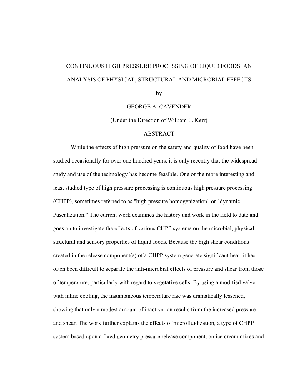 Continuous High Pressure Processing of Liquid Foods: An