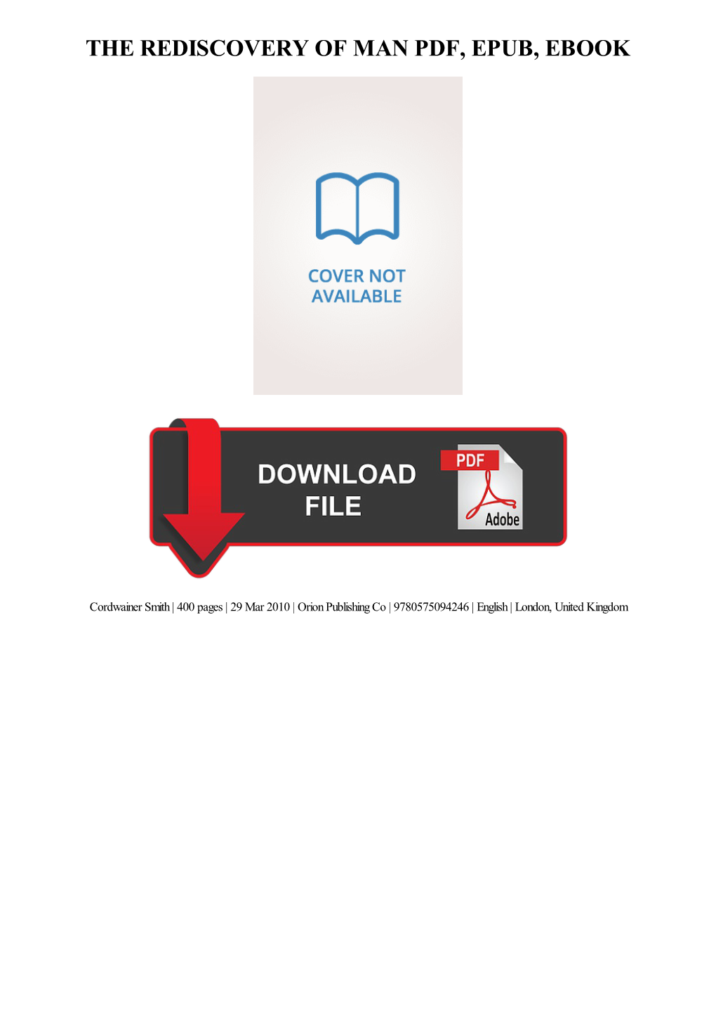 {TEXTBOOK} the Rediscovery of Man Ebook, Epub