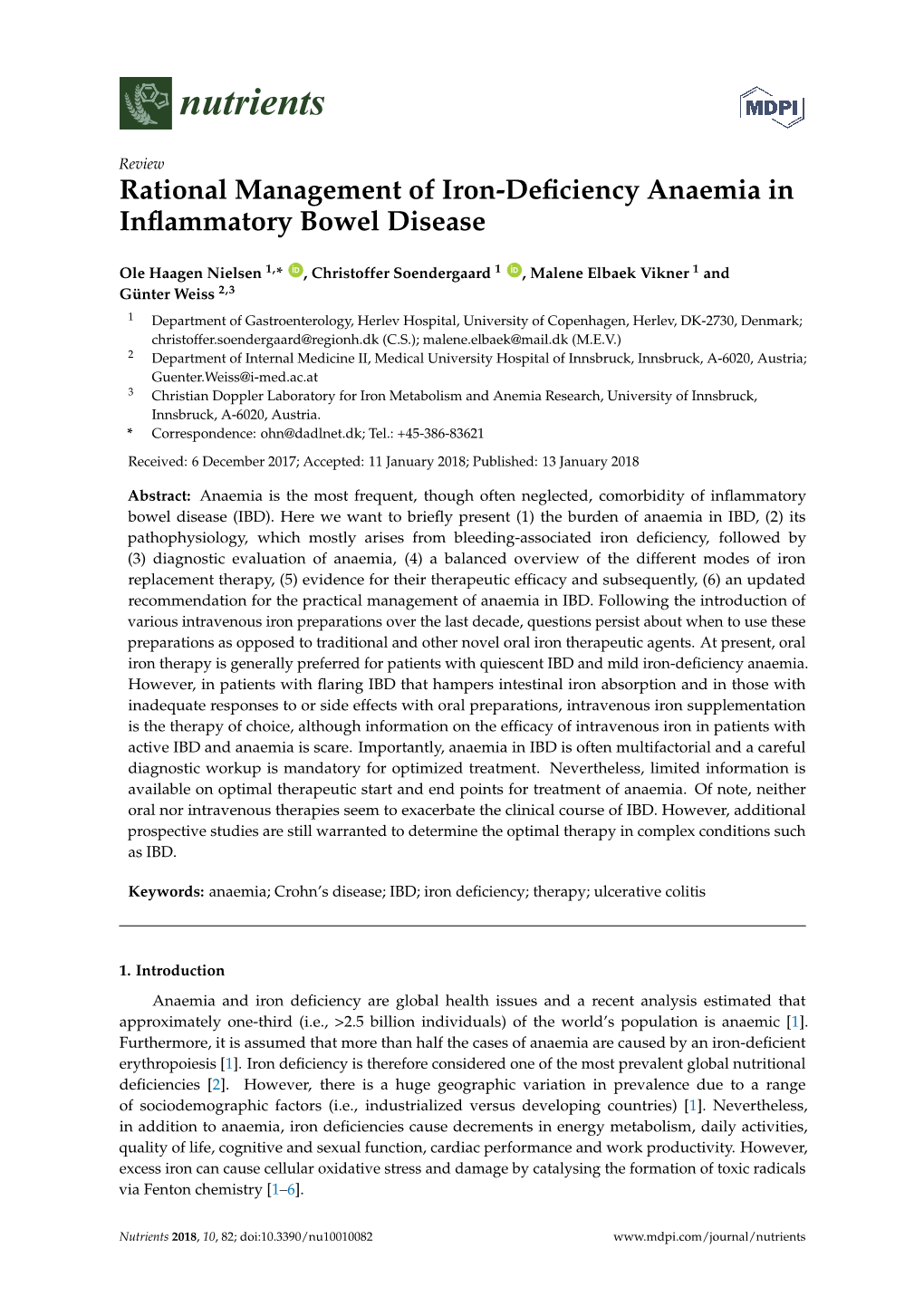 Rational Management of Iron-Deficiency Anaemia in Inflammatory Bowel Disease