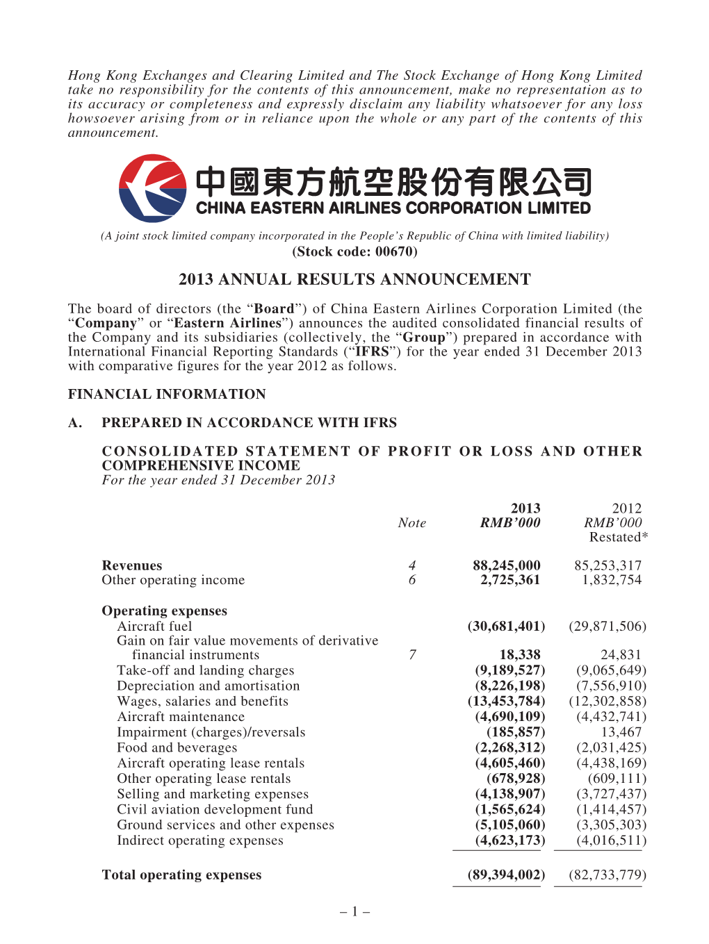 2013 Annual Results Announcement