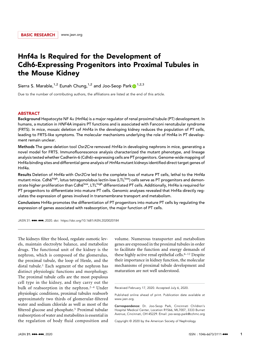 Hnf4a Is Required for the Development of Cdh6-Expressing Progenitors Into Proximal Tubules in the Mouse Kidney