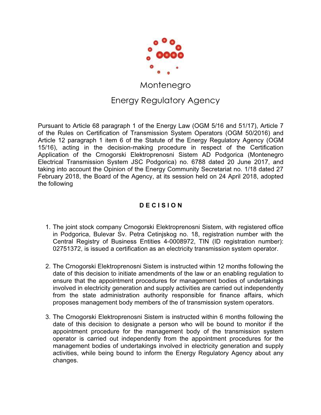 Montenegro Energy Regulatory Agency