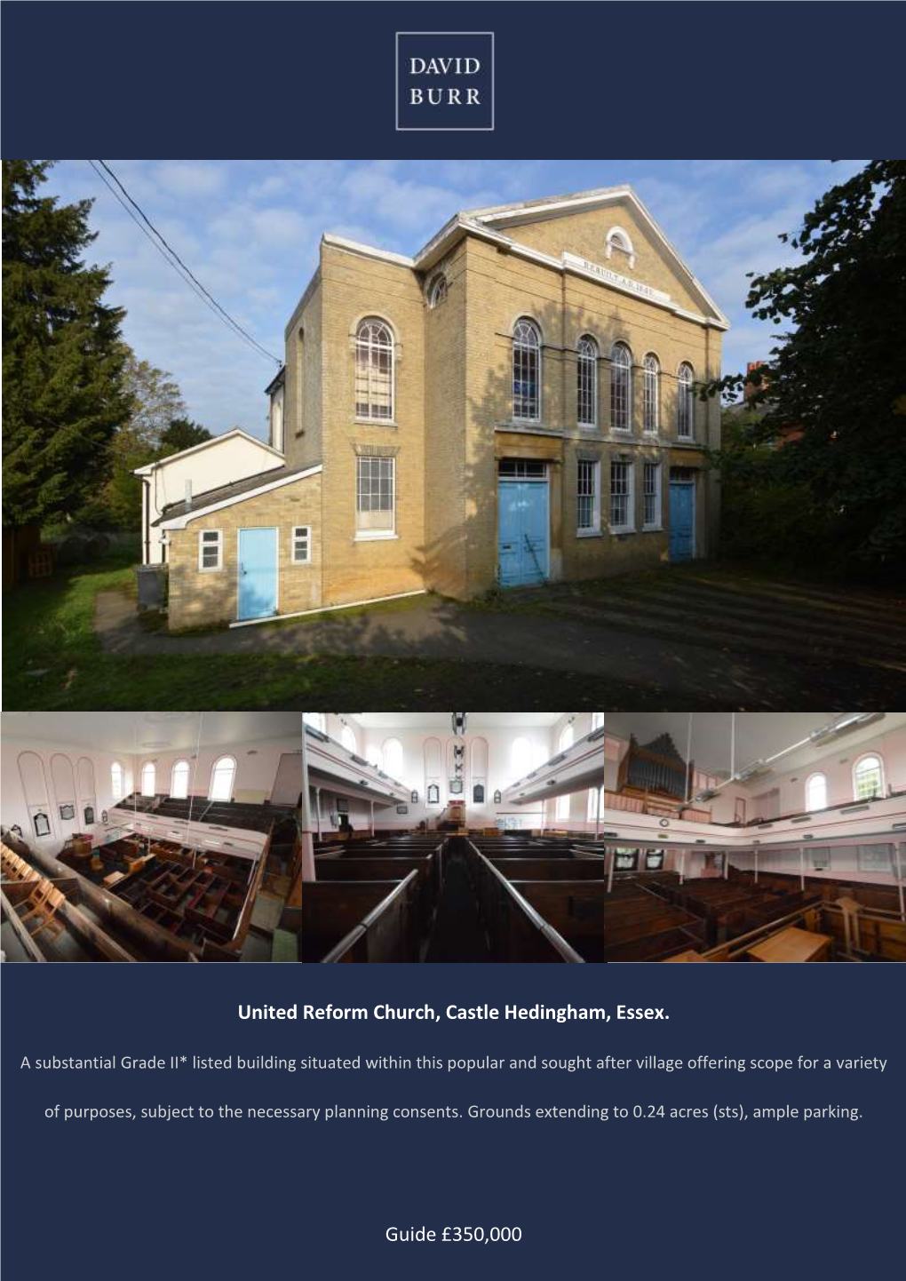 United Reform Church, Castle Hedingham, Essex. Guide £350,000