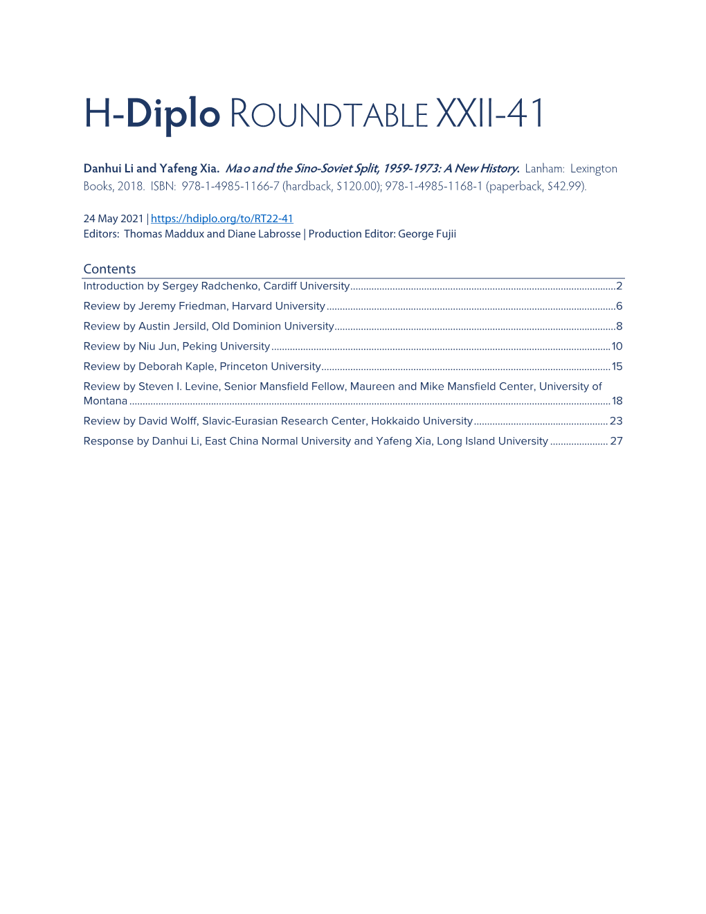 H-Diplo ROUNDTABLE XXII-41