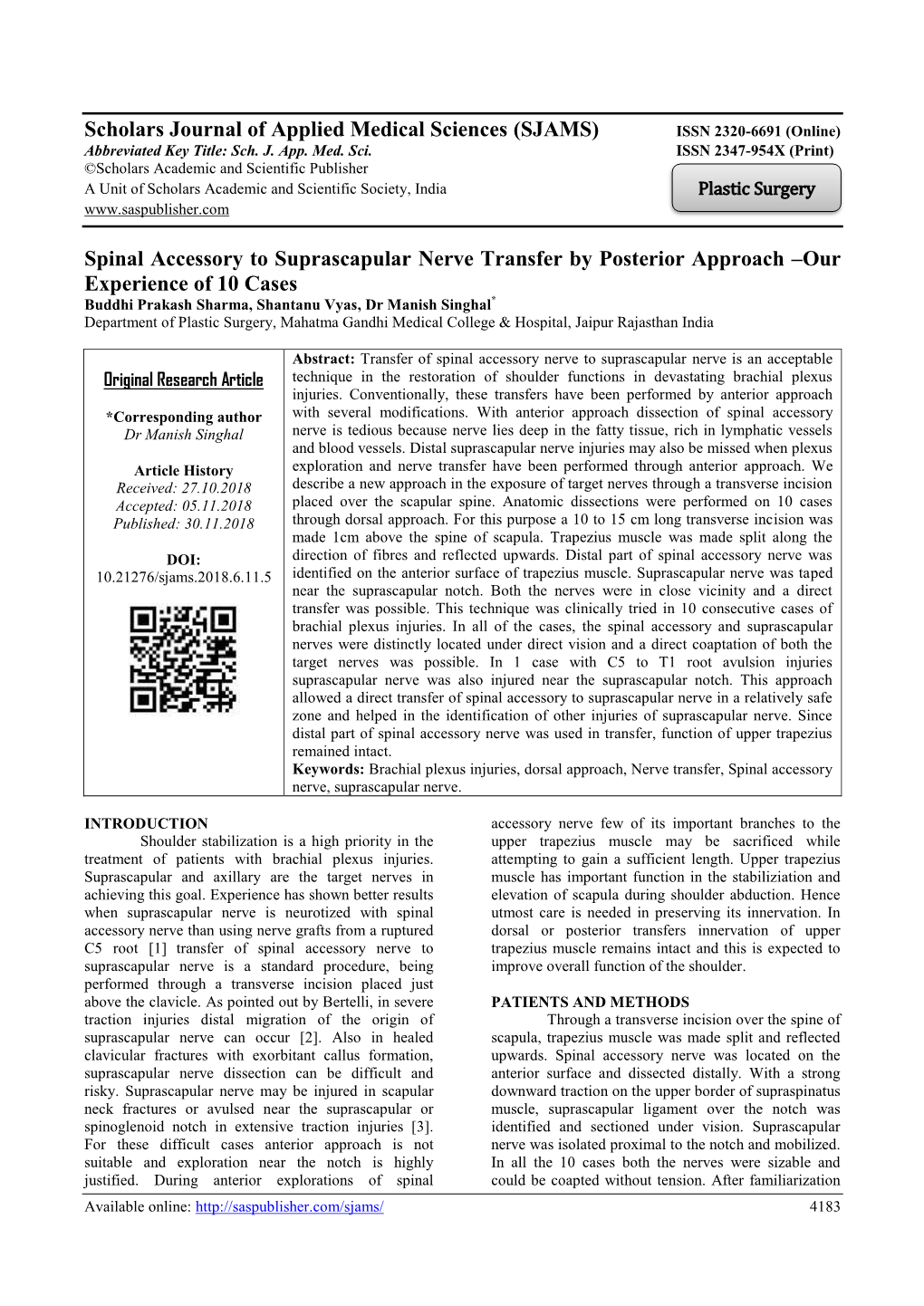 Spinal Accessory to Suprascapular Nerve Transfer by Posterior Approach