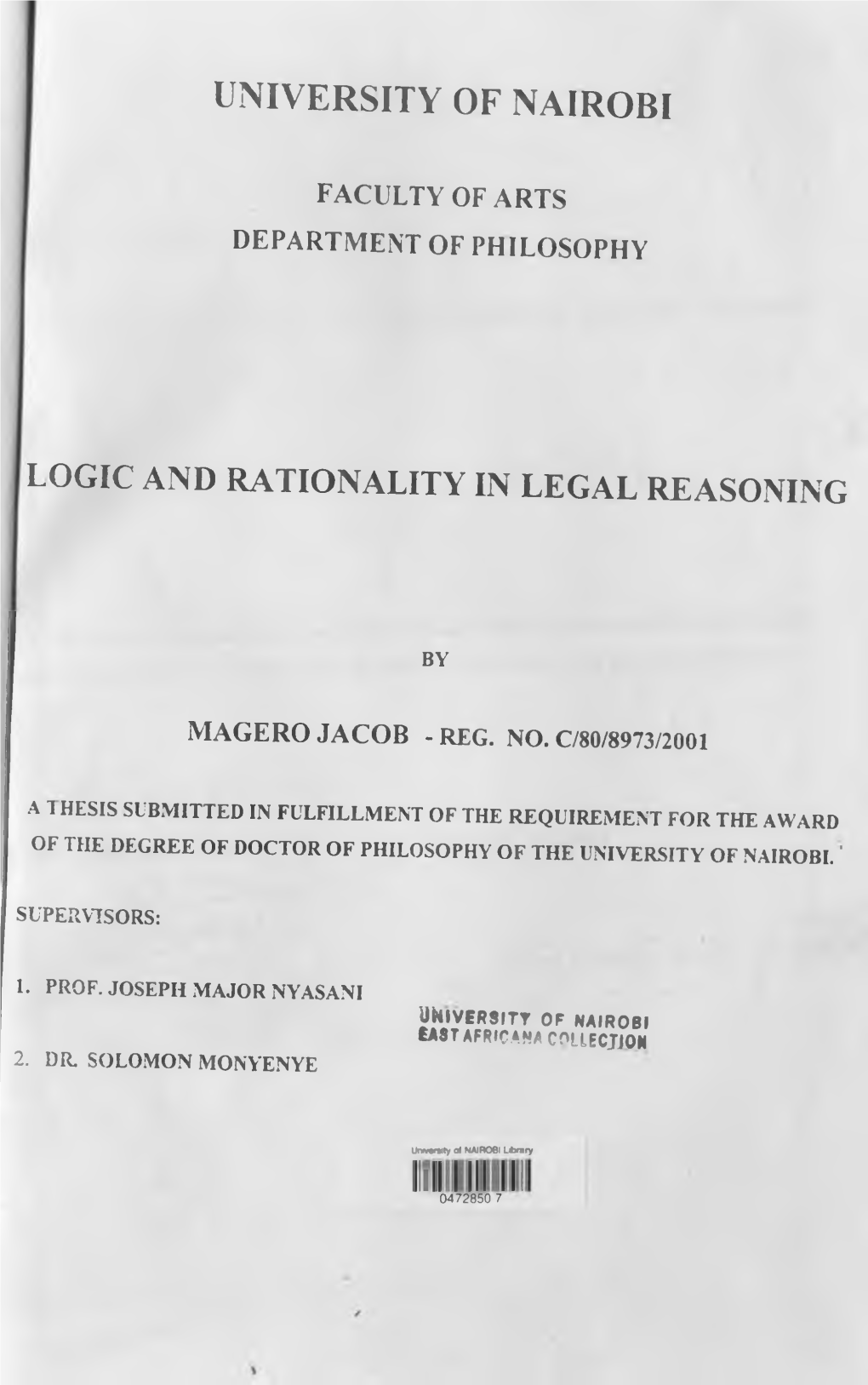 Logic and Rationality in Legal Reasoning