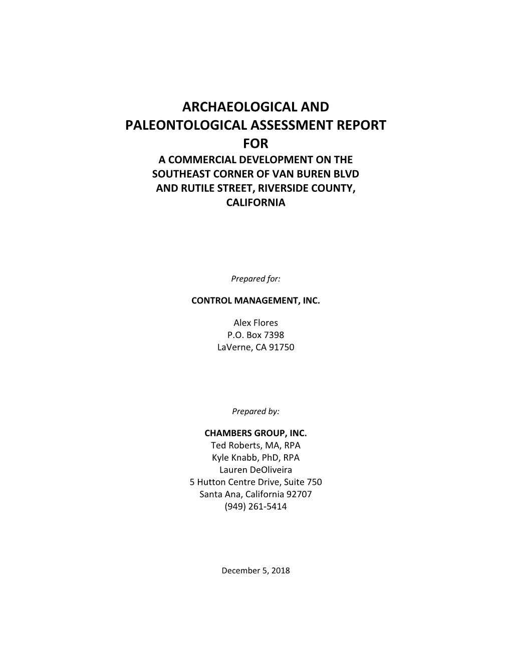 Archaeological and Paleontological Report