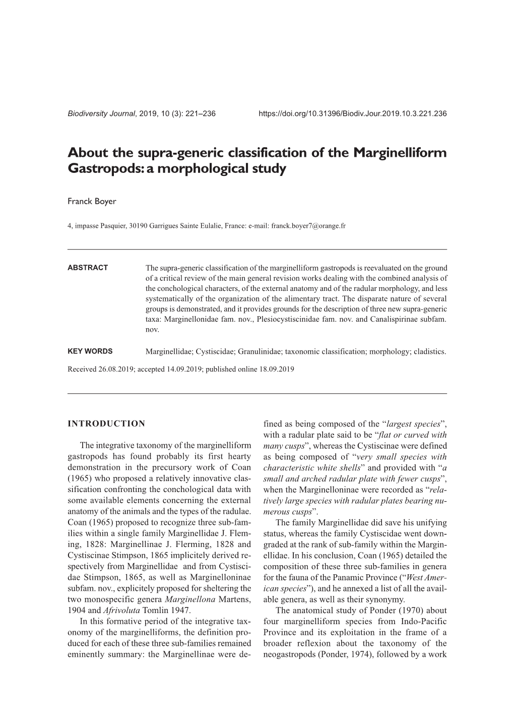 Biodiversity Journal, 2019, 10 (3): 221–236