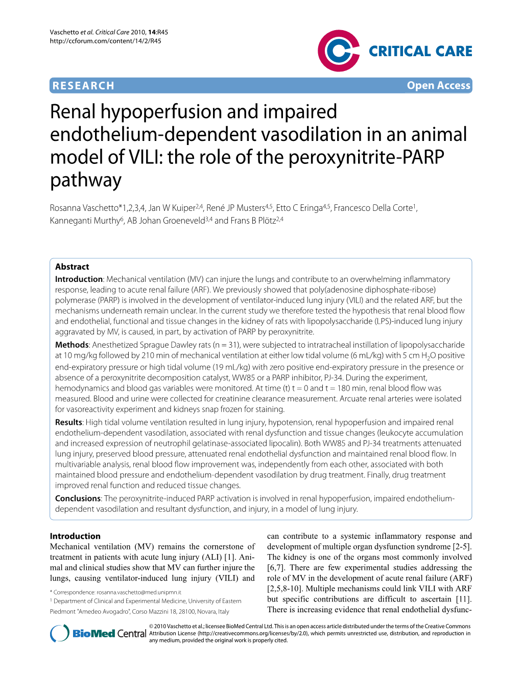 The Role of the Peroxynitrite-PARP Pathway