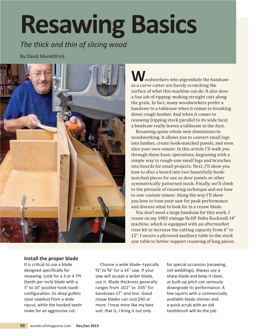 Resawing Basics the Thick and Thin of Slicing Wood by David Munkittrick