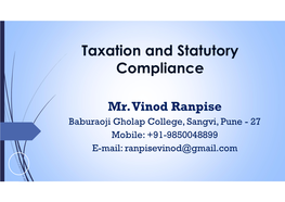 Taxation and Statutory Compliance
