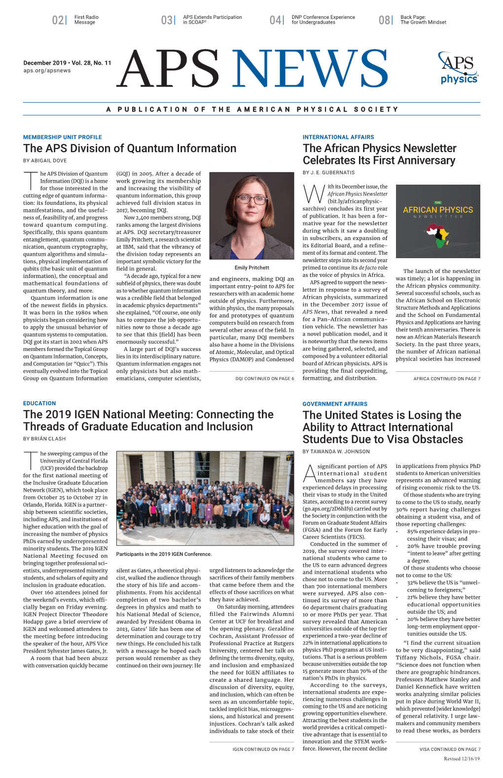 APS News December 2019, Vol 28, No. 11