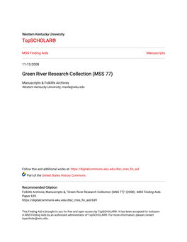 Green River Research Collection (MSS 77)