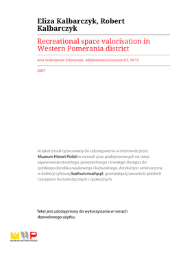 Recreational Space Valorisation in Western Pomerania District